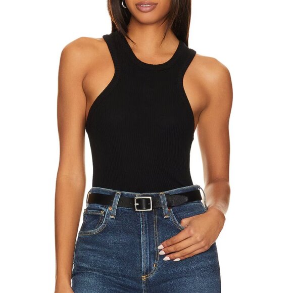 Citizens Of Humanity Melrose Black Tank Top Ribbed Cotton Lyocell Made in USA - Picture 1 of 12